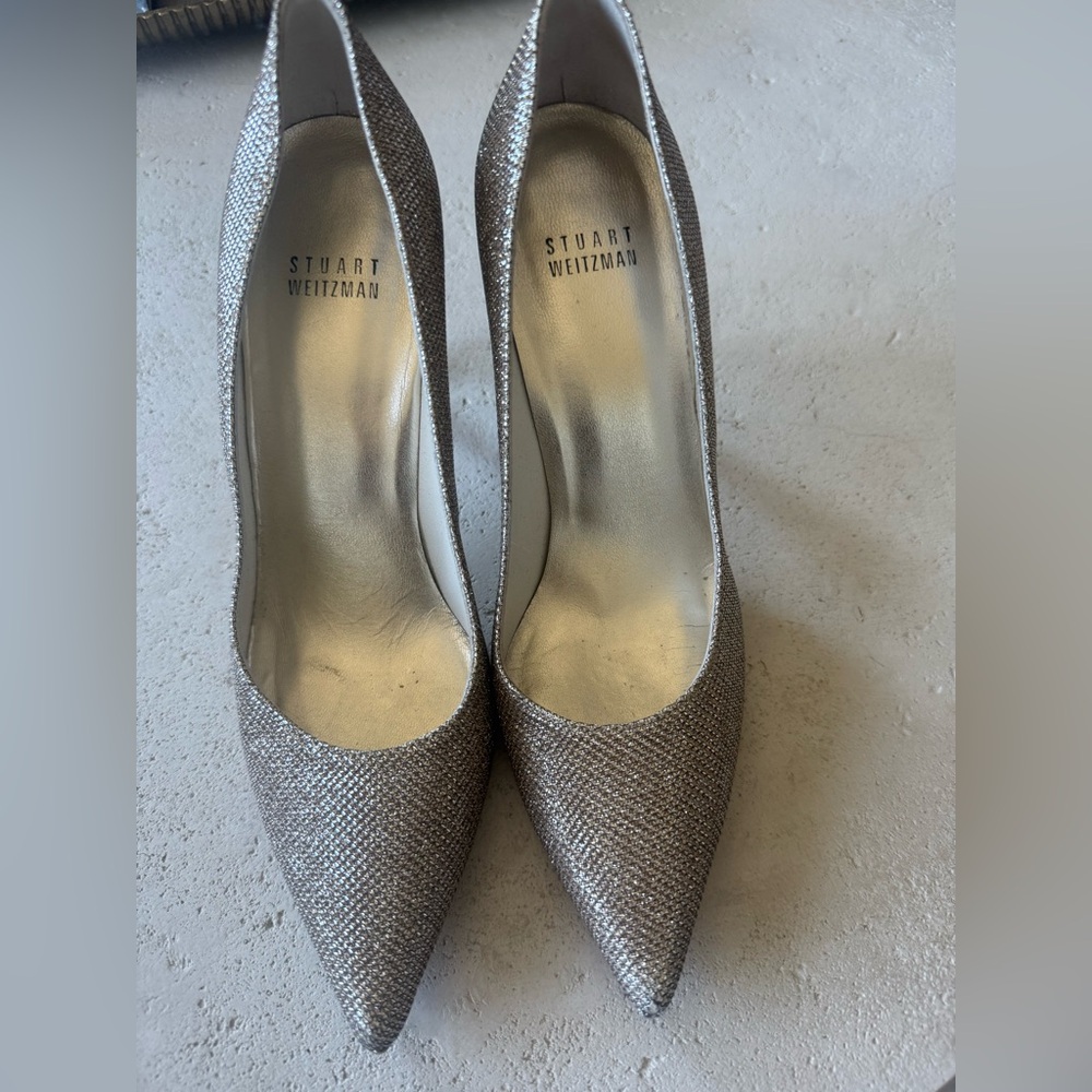 Stuart Weitzman Heist Glittering Silver Heels
